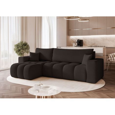 Ecksofa Schlafsofa Sofa ANABEL in Stoff Quelle Schwarz Ottomane Links (1/5)