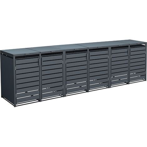 Westmann Metall Mülltonnenbox Kubus 6er 6x240 L Anthrazit 396x80x116 cm (1/5)