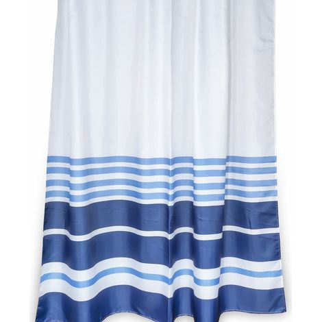 Tenda lavabile doccia vasca in poliestere h 200 a righe con ganci mod. Maiorca 120 cm