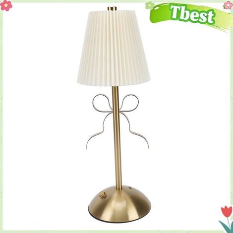 Tbest Lampe de table à arc Bow Table Lamp Cute Decorative Rechargeable LED Fabric Shade Desk Lamp For Home deco lampe Rose Jaune (1/5)