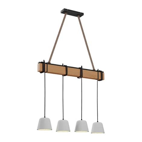 [NEUWERTIG] B-Ware Lucande Hakona Holz Hängeleuchte 4 Betonschirme Deckenlampe Hängeleuchte Lampe E