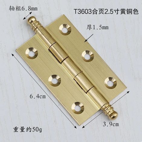 (T3603 Or 64 mm) 4 charnières de porte en laiton antique pour meubles, armoires, tiroirs, boîtes en bois, quincaillerie pour meubles (1/5)