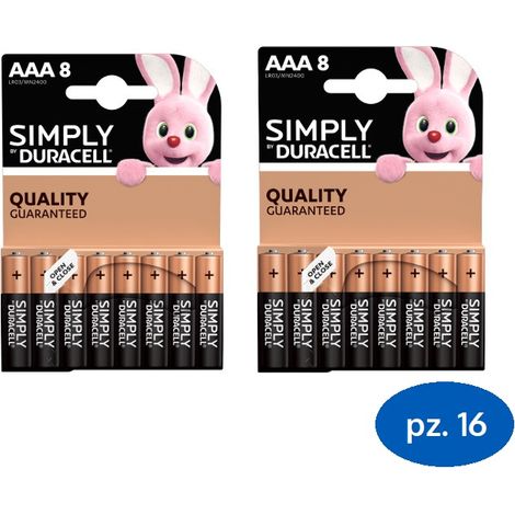 DURACELL BATTERIE MINISTILO SIMPLY AAA PZ. 16 PILE PROMO MINI STILO