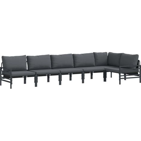 Maison Exclusive - Conjunto de sofás de jardín 6 uds. Negro Acero (1/5)