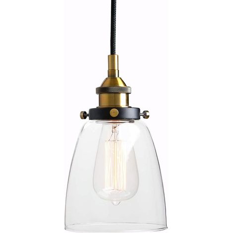 Pendelleuchte Industrielle Hängelampe Vintage aus Glas  Transparent E27 Glasschirm Hängeleuchte für Schlafzimmer Wohnzimmer Esszimmer (1/5)