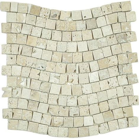 Mosaico - ALBEDO PIERRE - Avorio Antico - Design Vague Invecchiato - 30,7x29,3 cm - Travertino Naturale