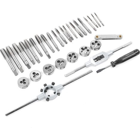 Kit de tarauds et filières en acier haute résistance, 32 pièces, portable pour travaux de bricolage (1/5)