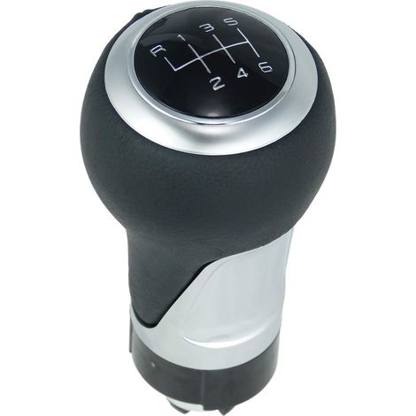 Pommeau de levier de vitesse compatibile con Audi A1 A3 A4 A5 A6 Q3 Q5 - Nero - 6 vitesse - 12 mm - Similicuir - Levier de vitesse manuel - (A260-9) (1/4)