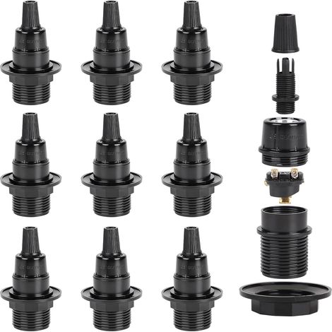 10 x Douille E14 a Visser (250V 2A) Douilles Lampe en Bakélite avec Pince de Câble (1/5)