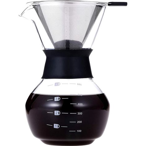 Verseur manuel sur cafetière cafetière carafe avec filtre permanent en acier inoxydable (600 ml)-Fei Yu (1/5)
