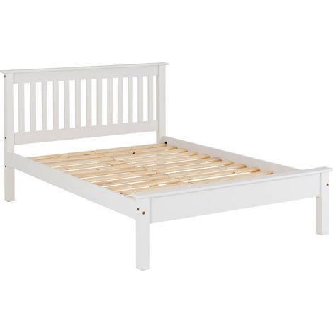 Monaco 4 Feet Bed Frame with Low Foot End - L204 x W102.5 x H132 cm - White