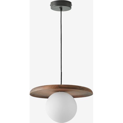 Plafonnier Freidy en bois d'acacia SKLUM Noir Mate