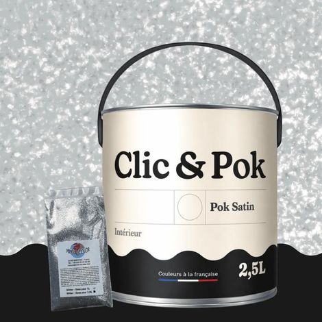 Peinture Effet Pailleté pour Murs & Plafonds - POK PAILLETTE - 2,5L - Gris Perle (1/4)