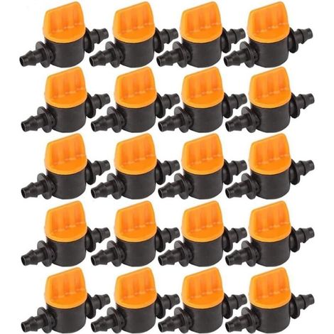 20pcs Irrigation Hose Valve, 1/4 Inch Drip Irrigation Valve Irrigation Hose Shut-off Valve with Plug (1/5)