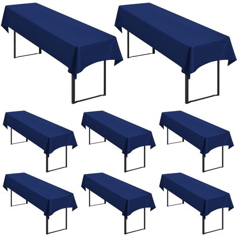 8er Set Tischdecken für Bierzeltgarnitur 250x100cm Marineblau, pflegeleicht & waschbar