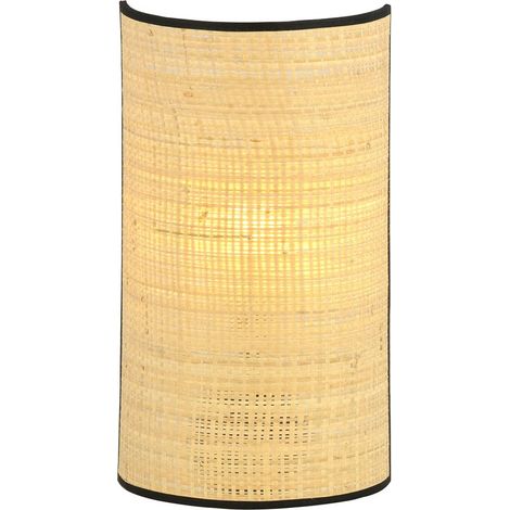 Lampada a Parete Aston, Acciaio verniciato a polvere, Tessuto, Nero, Marrone, 18x32x8 cm