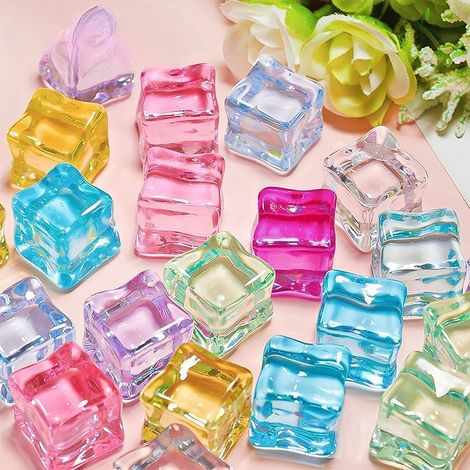 Lot de 10 faux glaçons décoratifs, glaçons carrés, parfaits pour les accessoires photo, ressemblent à des rochers, parfaits pour la décoration d'aquariums (FMY) (1/5)