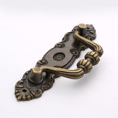 Set di 10 maniglie per cassetti in zinco anticato, stile vintage, lega di zinco, maniglie classiche in bronzo vintage, per ante di armadi e cassetti, con viti (1/4)