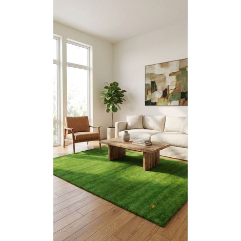 Tapis Gabbeh indien Tapis Sahara - Tapis en laine  - 240x170cm, Rectangular - 100% Laine vierge - Tissé main - Vert