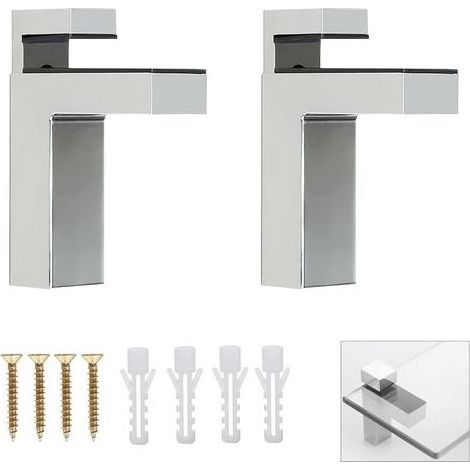 2 PCS Supports d'Étagère en Verre Support de Tablette en verre Réglable et Adaptable d'Épaisseur de 3-35mm pour Salle de Bain, Fixation Murale à Vis solide Support (1/5)