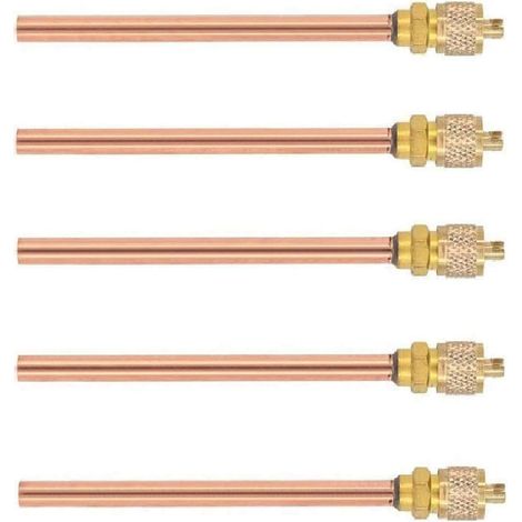 5 Piezas Válvula de Servicio 1/4'' SAE x 1/4'' OD x 4'' Núcleo para Refrigeración AC (1/4)