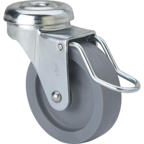 rueda giratora agujero m10 freno varilla 21bsrfv60-bp plastico gris eje liso (1/2)