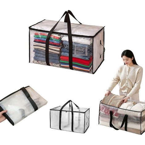 Bac de rangement plastique transparent épais résistant 235 gal avec couvercle pour vêtements déménagement 686x343x378 cm 1 pièce (1/5)
