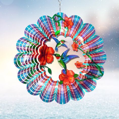 Éolienne à Vent en Forme de Colibri à Suspendre pour l'extérieur crée des Effets cinétiques 3D - Décoration de Jardin - Cadeau Unique (1/4)