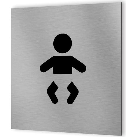 Pictogramme WC format 20 cm x 20 cm en Dibond Aluminium brossé - Modèle table à langer bébé (1/5)