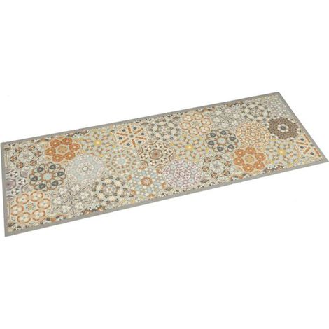 Tapis de cuisine lavable, motif hexagonal pastel, 45 x 150 cm (1/5)