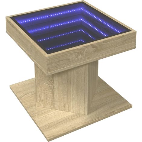Mesa de centro y LED madera ingeniería roble Sonoma 50x50x45 cm vidaXL (1/4)