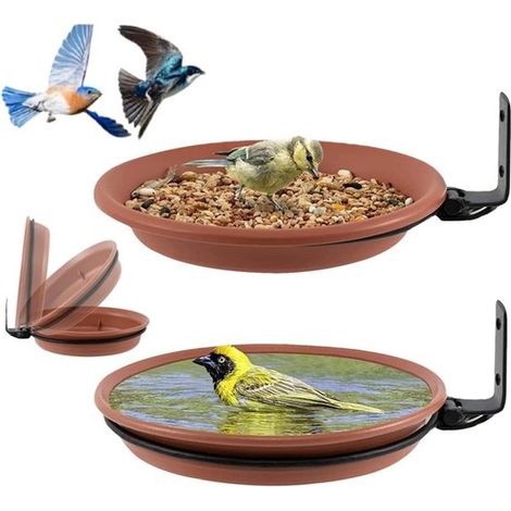 Suministro de agua para pájaros (tercera planta), Comedero automático aves silvestres, Baño pájaros desmontable barandilla balcón, Diámetro 20 cm (1/5)