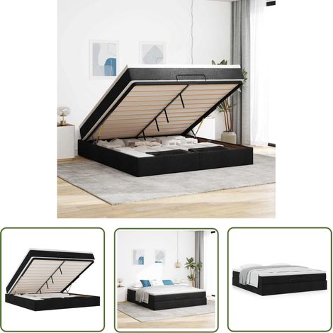 vidaXL Ottoman-Bett mit Matratze Schwarz 160x200 cm Stoff (1/5)