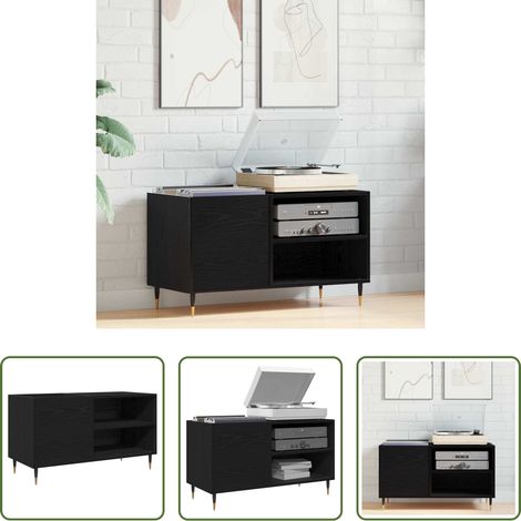 vidaXL Schrank Büro - Schallplattenschrank Schwarz Eichen-Optik 85 x 38 x 48 cm (1/5)