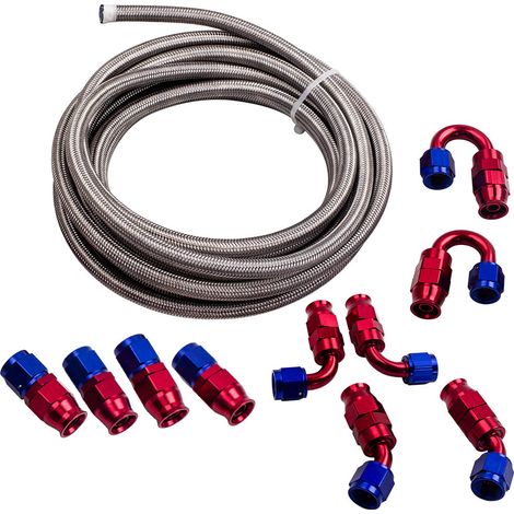 Línea de Combustible Aceite 6M AN6 Trenzado Manguera Adaptador Kit final extremo