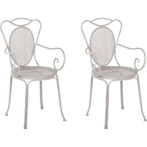 Set di 2 Sedie da Giardino in ferro Grigio Shabby Chic Cilento
