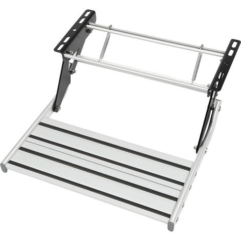 Marchepied manuel en alliage d'aluminium pour camping-car et camping - En acier inoxydable - Design pliable - Pour camping-car, caravane, remorque de voyage (1/5)