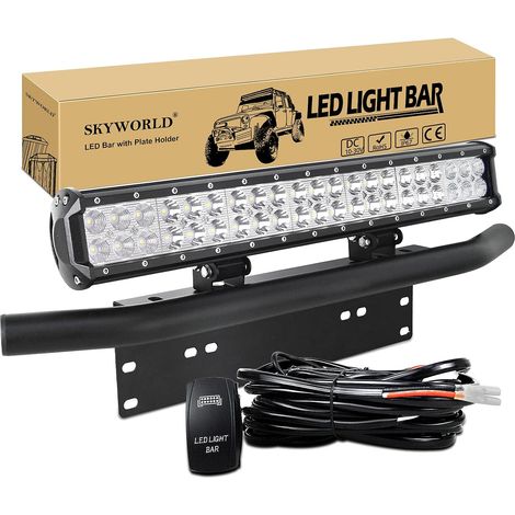 50CM 126W Bar Led 4x4 avec Plaque Immatriculation, 12V Câblage Kit Barre de Led 4x4, Support de Plaque d'immatriculation et Faisceau de Câblage pour 4x4 Offroad Véhicules Voiture Camion SUV (1/5)