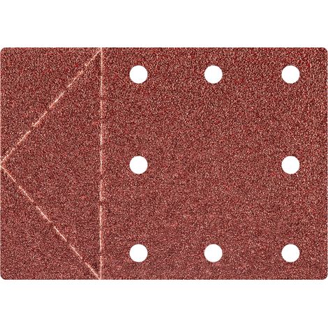 Schleifpapier 115 x 160 mm, mit 8 Löchern, Abreißperforation, Klettverschluss, P40, 3 Stück.