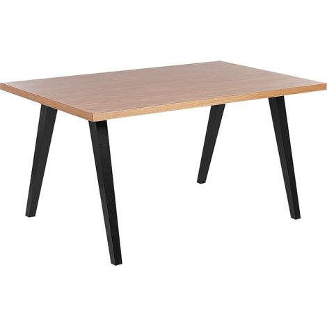 Mesa de comedor madera clara negro 150 x 90 cm tablero MDF roble patas Lenister
