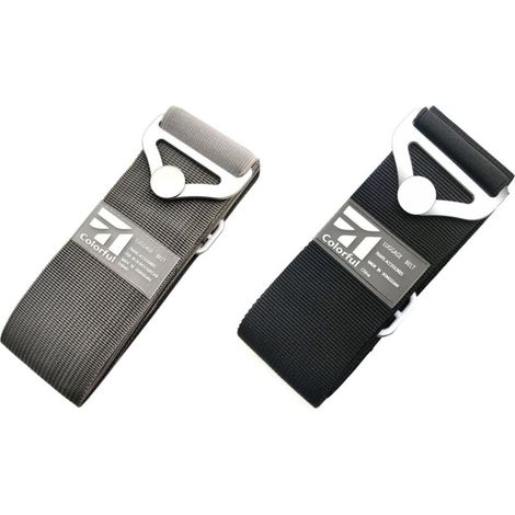 Lot de 2 sangles de bagage pour valise, sangles élastiques réglables et robustes pour bagages (gris + noir) (1/5)