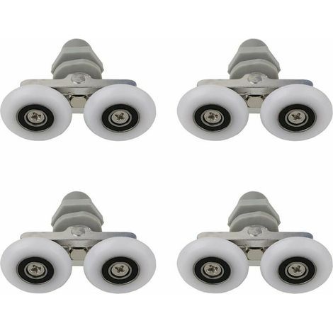 4 Stück 25-mm-Doppelduschtürrollen, Duschtürrollen, Schiebetürrollen für Duschen, Ersatzrollen für Badezimmerduschen, Badezimmer-Ersatzteile (1/4)