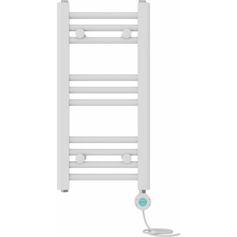Pre-filled Bathroom Straight Electric Heated Towel Rail Radiator Thermostatic 600x300mm White (1/5)