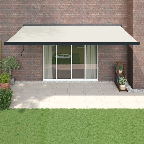 Auvent rétractable Marquise Store Banne Auvent de jardin crème 5x3 m tissu et aluminium 64684 (1/5)