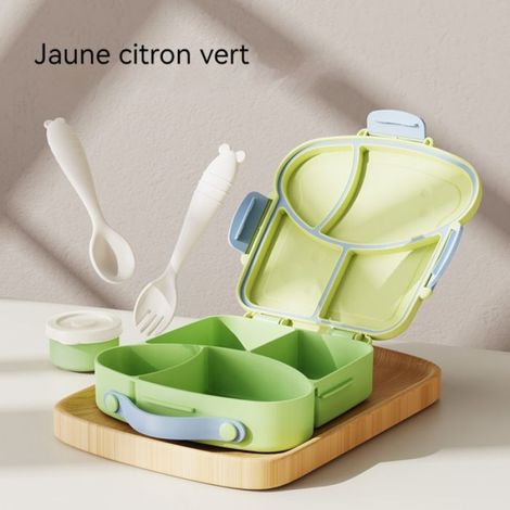 Lunch box - - Enfants - Micro-ondes - 800-1000ml - Plastique vert et jaune (1/4)