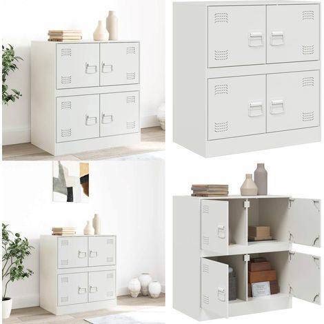 Buffet blanc 67x39x73 cm acier - Buffet Blanc - Meuble Rangement - Armoire Cuisine - Commode - Étagère Ouverte - Home & Living (1/5)