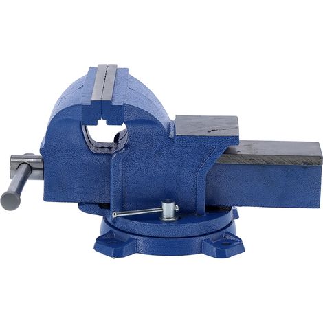 Étau d'établi 15 cm (6 po) à verrouillage manuel, robuste, en métal, base pivotante à 360°, avec enclume. (1/5)