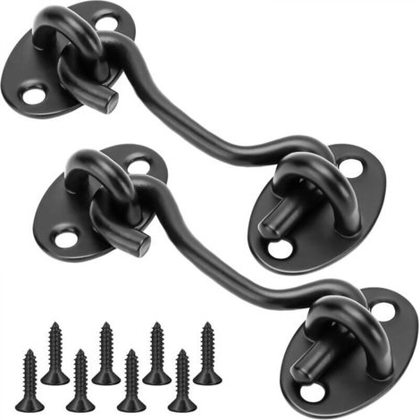 Set aus zwei Haken und Riegeln – 75 mm Edelstahl-Kabinenhaken, verstärkte und dicke Fensterhaken