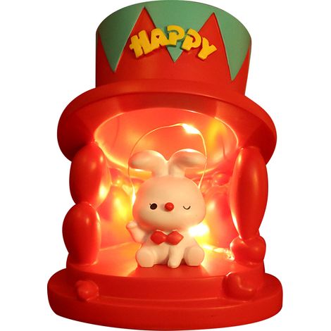 Veilleuse de chevet enfant en résine synthétique, lapin décoratif pour table avec piles bouton, idéale pour la maison JM8321A (1/5)