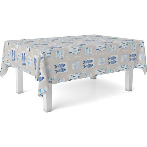 Nappe Toile cirée Anti-Taches Lavable carrée 140x140 cm Fish (1/5)